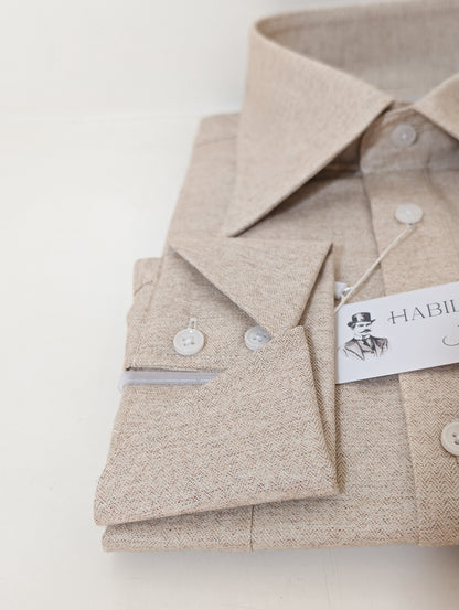 Chemise Popover en chevron beige