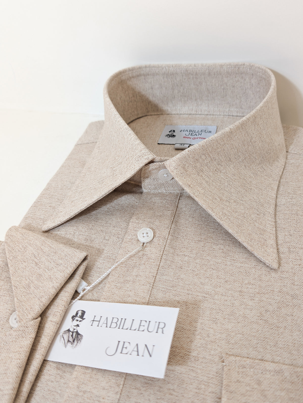 Chemise Popover en chevron beige