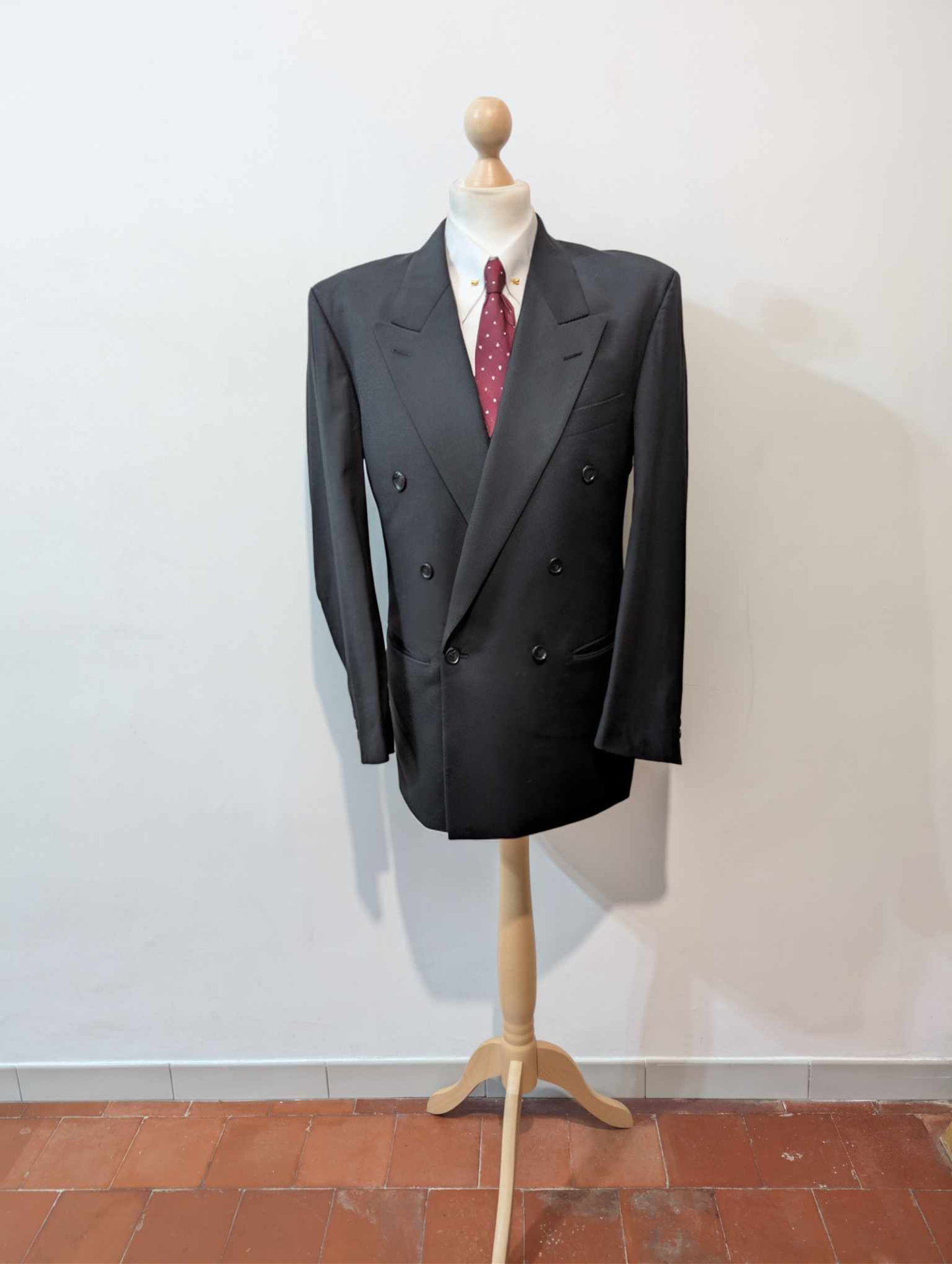 Classique costume croisé gris en laine