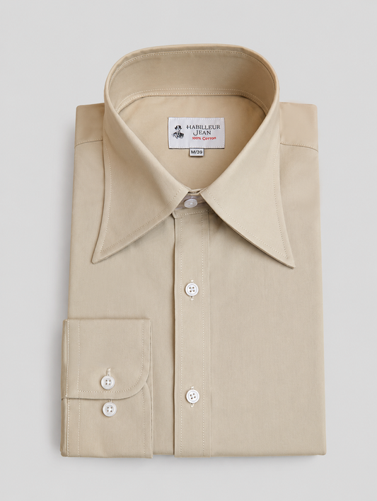 Beige French collar shirt
