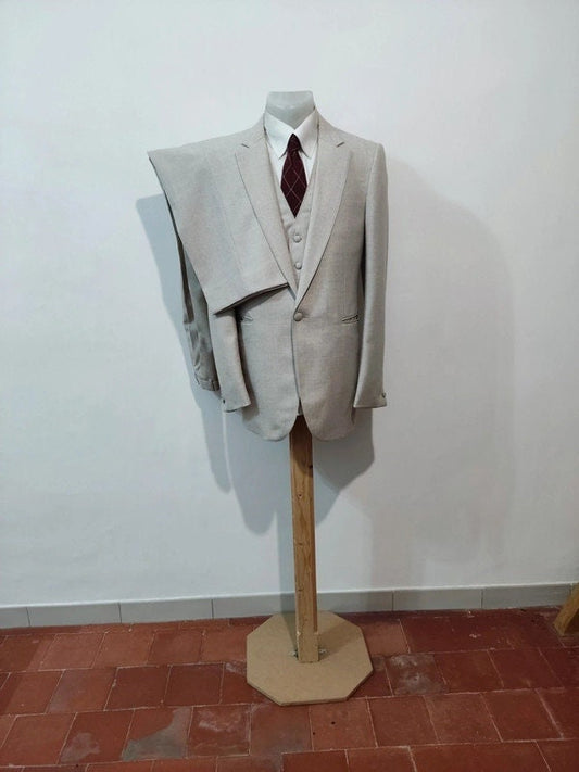 3 piece cream/grey flanel suit