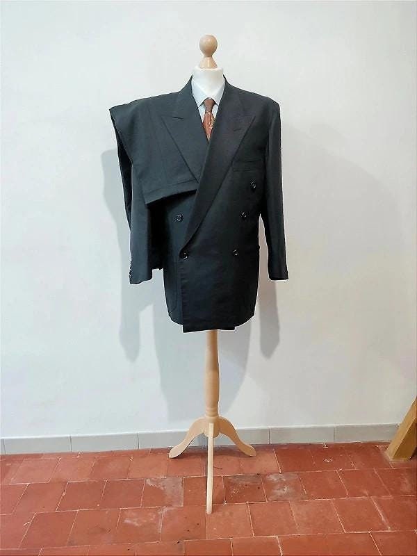 Double breasted Black linen suit