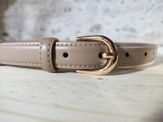 Brown/Beige leather belt 1.9cm