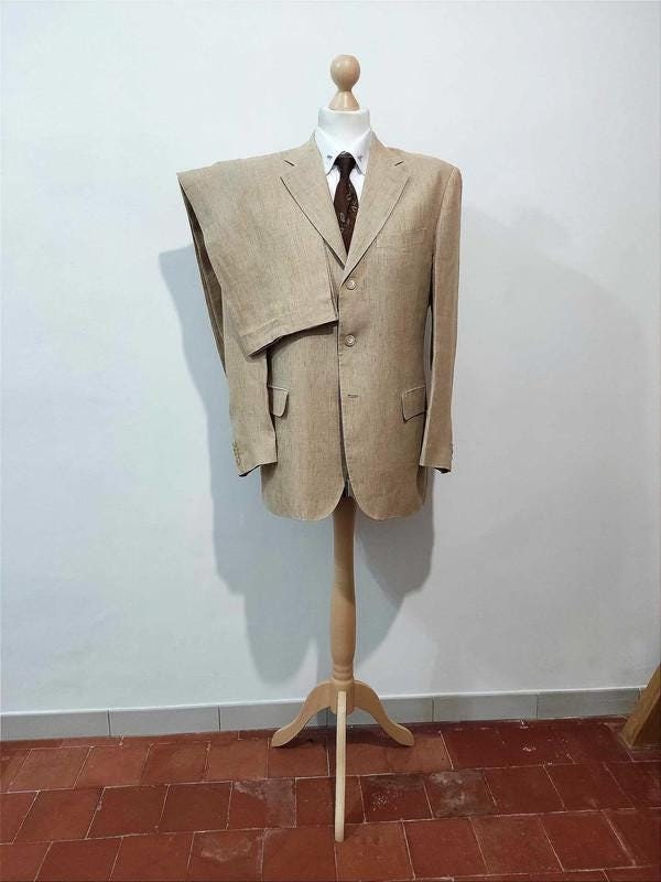 Beige Cream flax suit