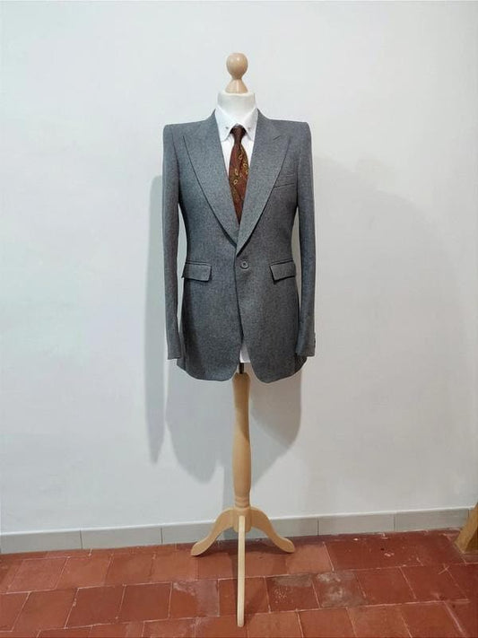 Flanel peak lapel jacket