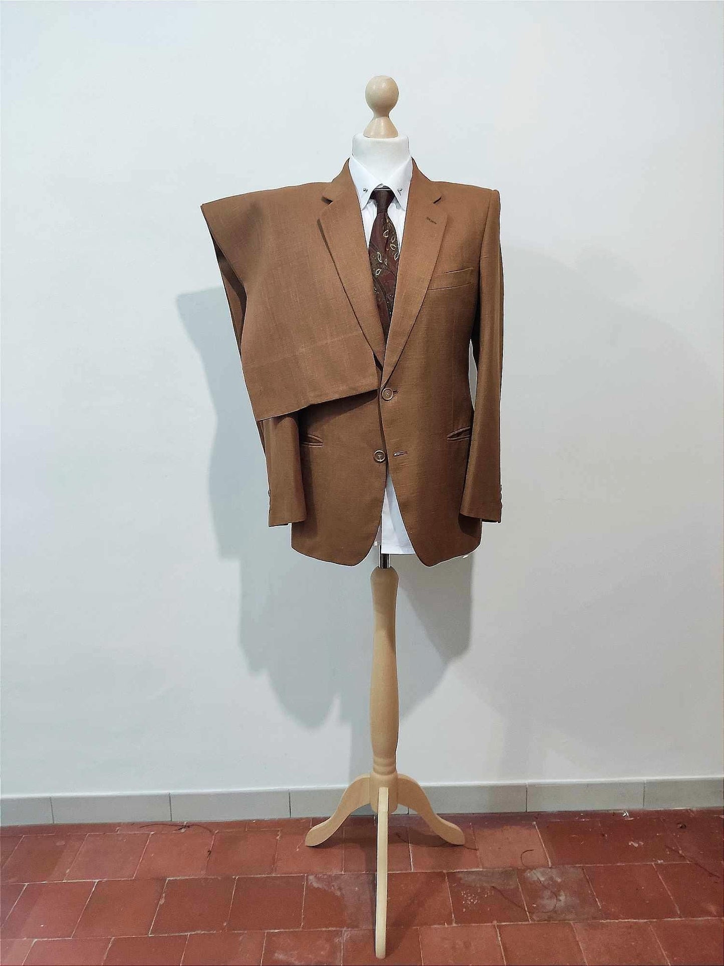 Brown linen suit