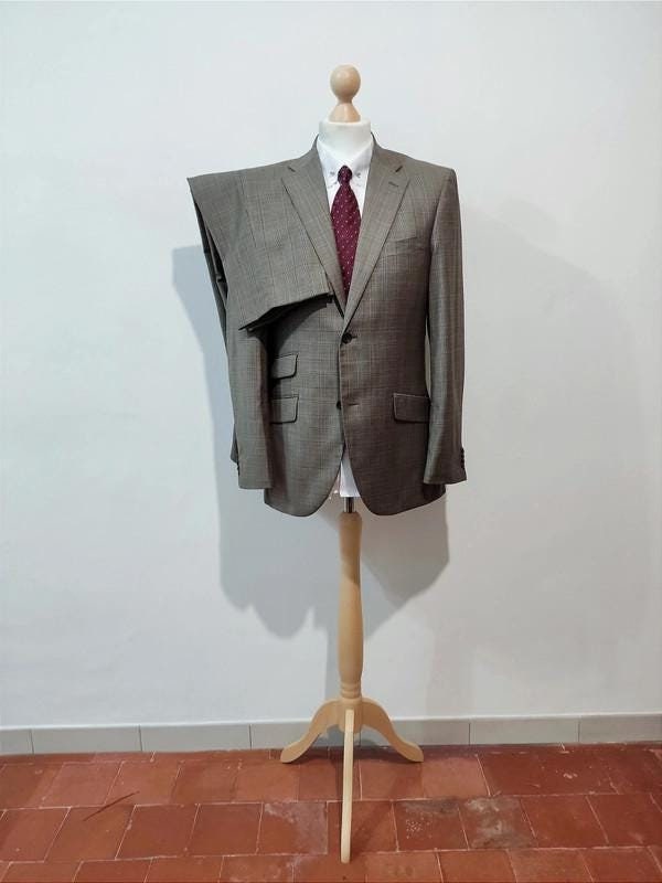 Glen plaid brown suit