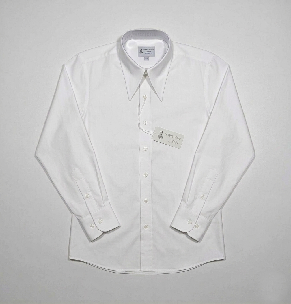 Superior two-ply cotton shirt with a pointed collar