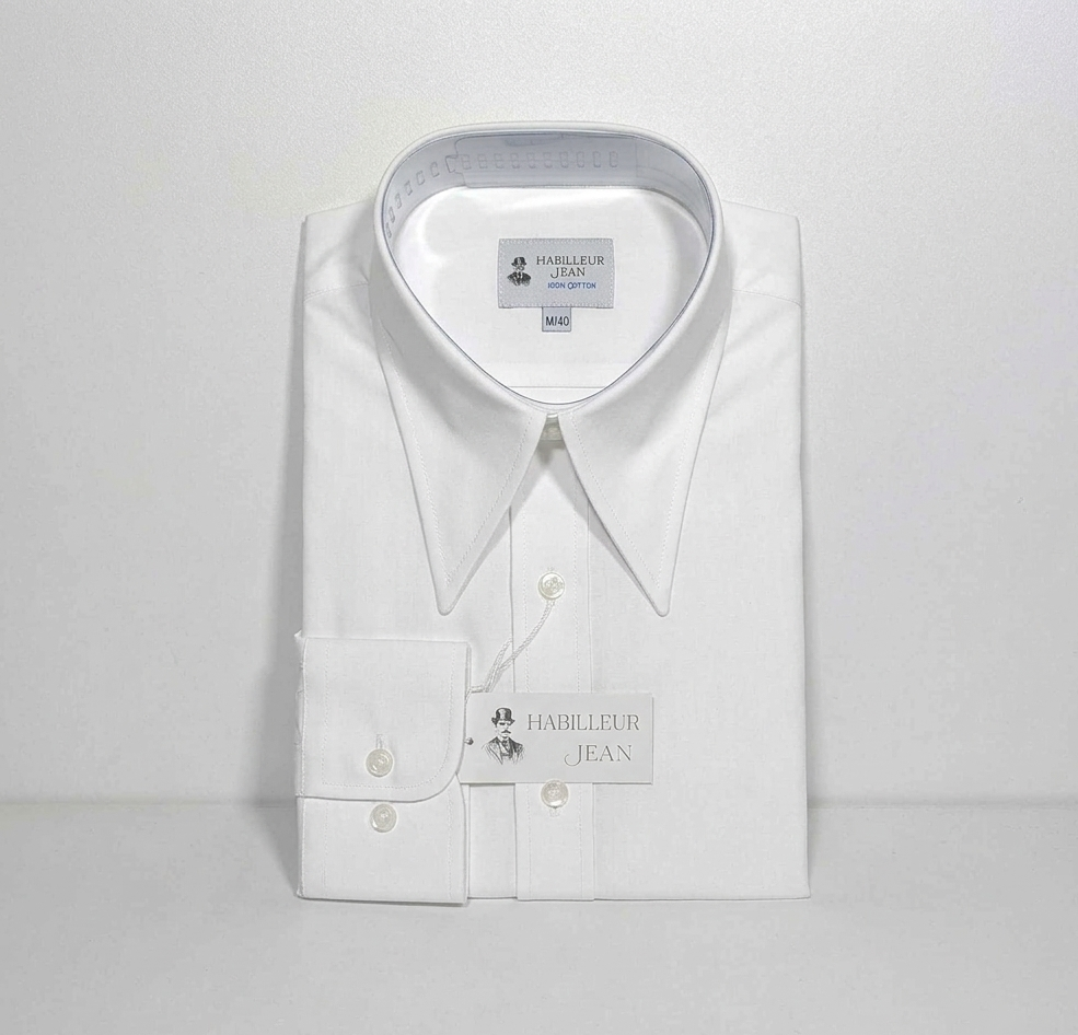 Superior two-ply cotton shirt with a pointed collar
