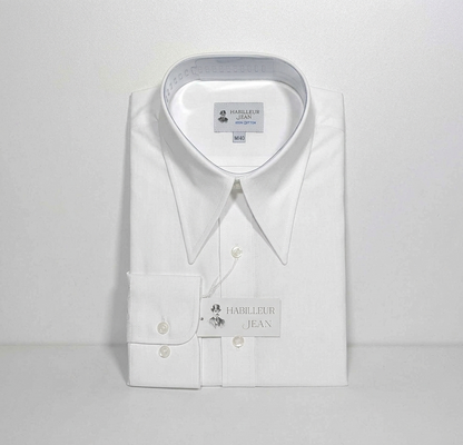 Superior two-ply cotton shirt with a pointed collar