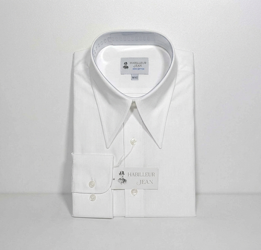 Chemise col en pointe en coton double retors supérieur