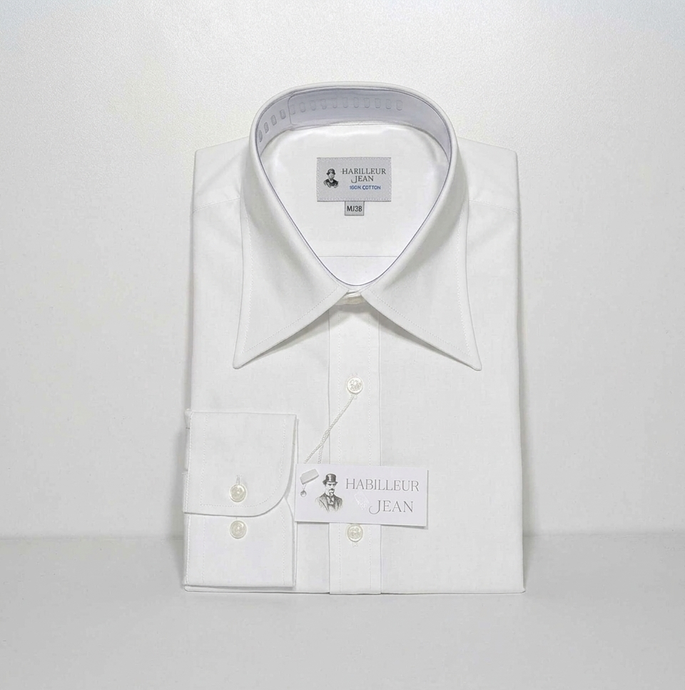 Chemise en twill de coton double retors, col français