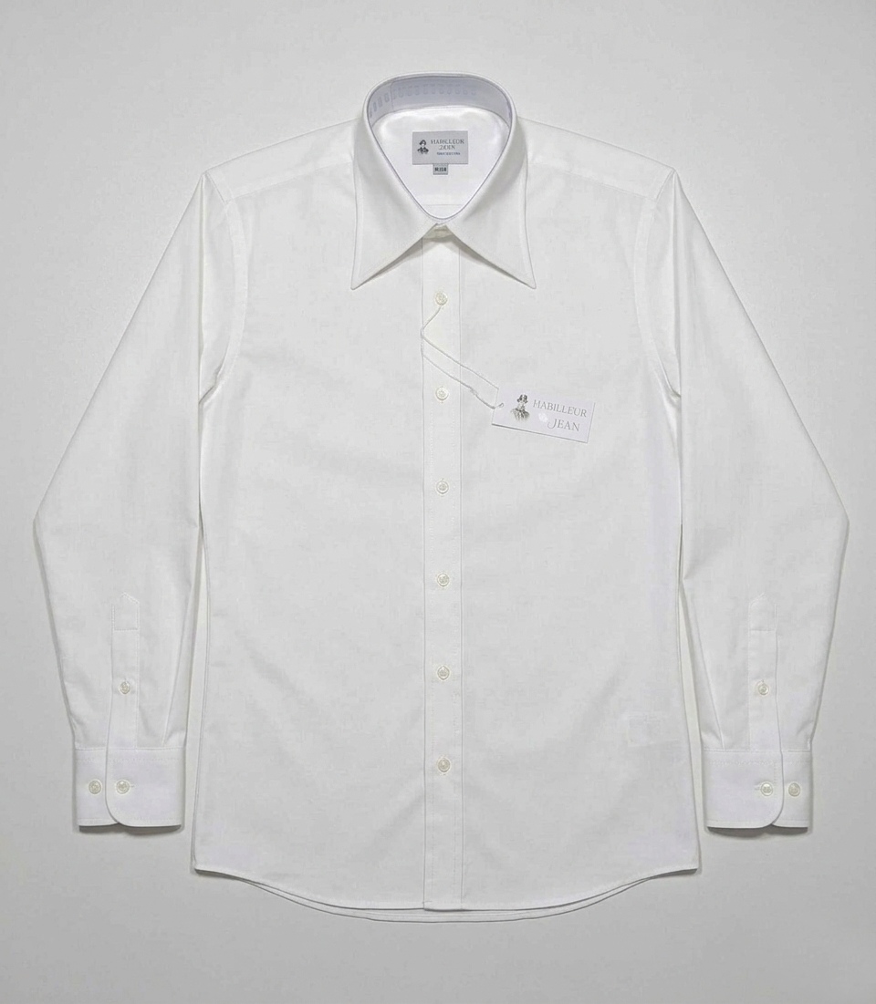 Chemise en twill de coton double retors, col français