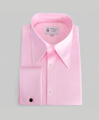 Pink shirt with pointed collar in 2-ply twill