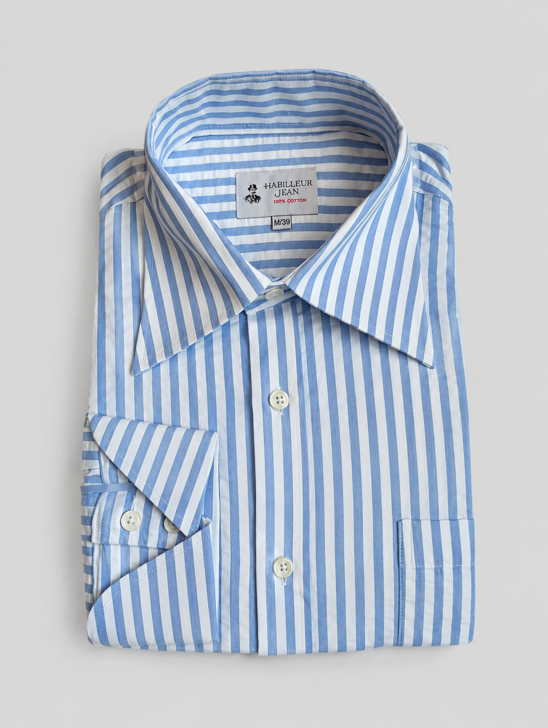 Chemise en seersucker à rayures bleues