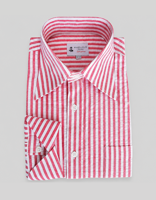 Seersucker red stripe shirt