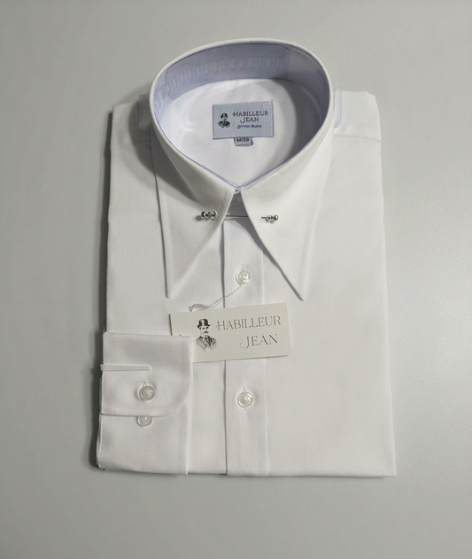 Chemise col en pointe avec épingle en coton mélangé