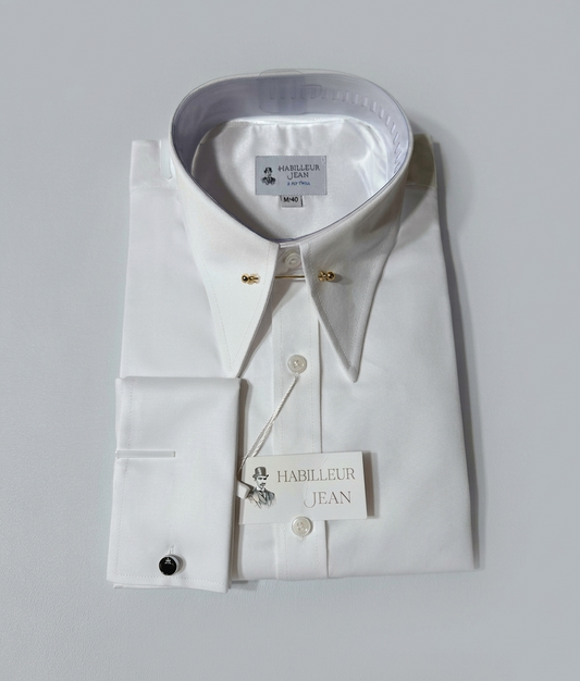 Chemise à épingle proche blanche en twill double retors